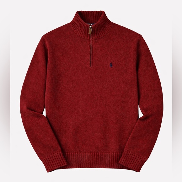 Ralph Lauren Other - Polo Ralph Lauren Quarter Zip Sweater Mens M Red Cotton Mock Neck Pullover